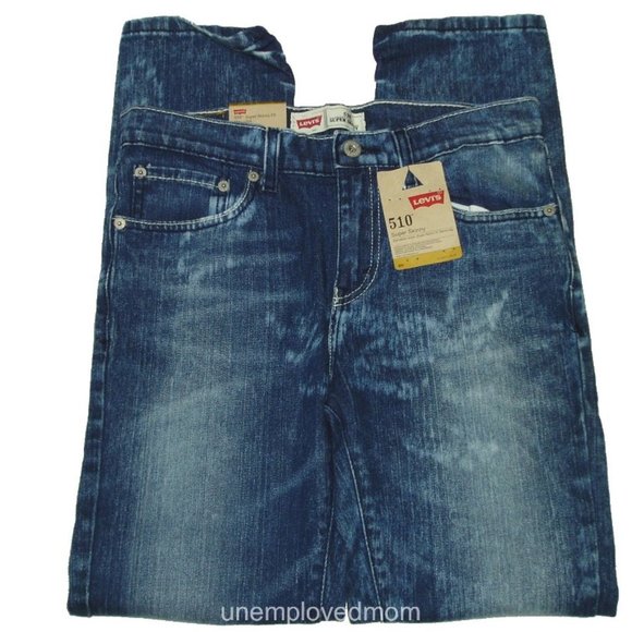 Boys Blue Jeans Faded Super Skinny Fit Levis 510 Youth 18 R Pants Trousers - Picture 4 of 12